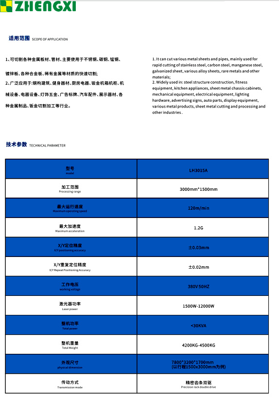 在結構方面，雙臺面激光切割機通常采用堅固耐用的材料制造，以確保設備的穩(wěn)定性和耐用性。每個臺面都配備有精確的傳動系統(tǒng)和定位裝置，以確保切割的準確性和精度。此外，設備還配備有高性能的激光器和光學系統(tǒng)，能夠產生穩(wěn)定、高質量的激光束，以滿足各種材料的切割需求。  在功能方面，雙臺面激光切割機具有廣泛的應用范圍，適用于金屬、非金屬等多種材料的切割。其切割速度快、精度高，能夠滿足各種復雜圖形的切割需求。同時，設備還具備自動化控制系統(tǒng)，能夠實現(xiàn)自動編程、自動定位、自動切割等功能，極大地提高了生產效率和質量。